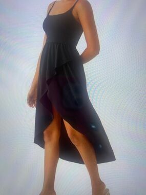 LARGE .  HALARA BACKLESS HIGH LOW  FLOWY MIDI DRESS